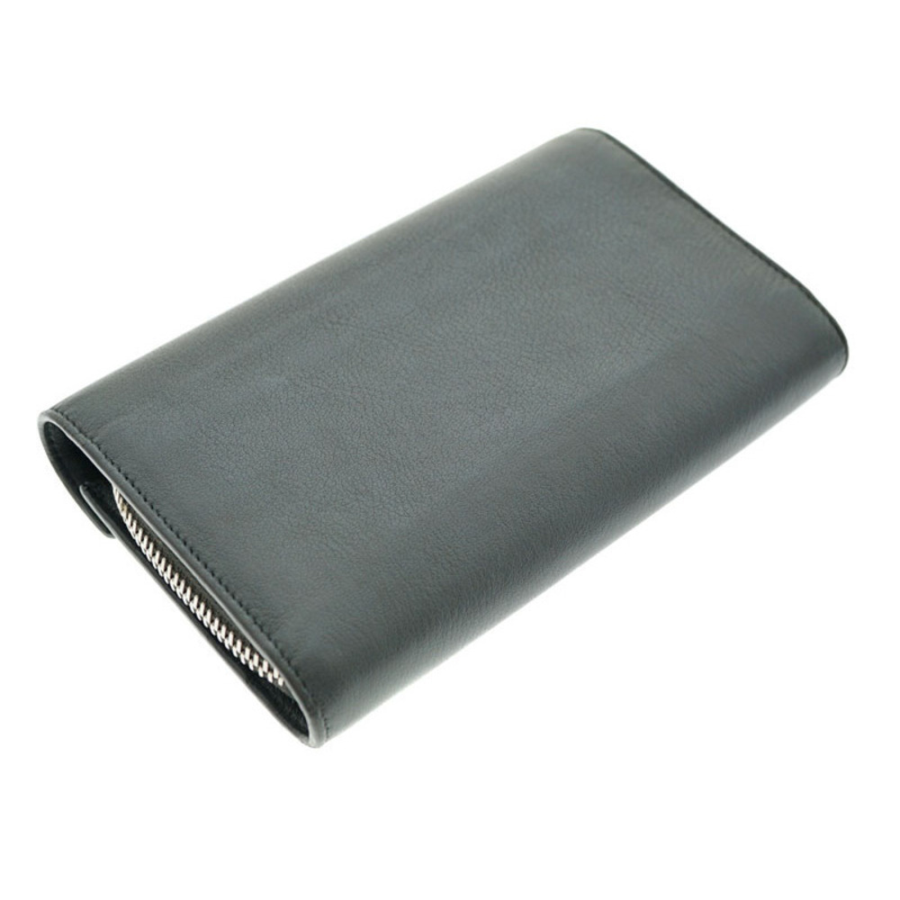 Balenciaga Wallet Money Zip Leather Black Paper Around Calfskin